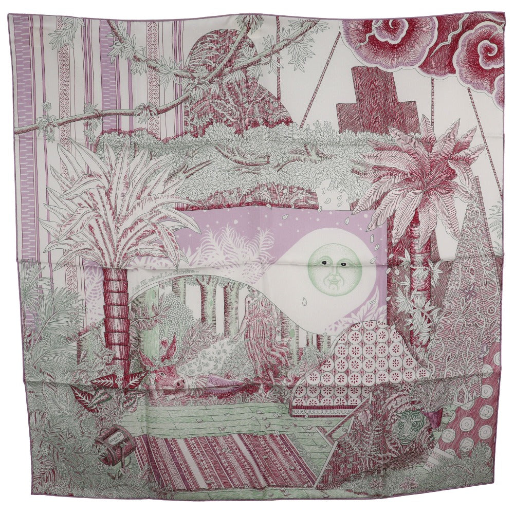 HERMES scarf H003228S silk pink Acte III Scene I La Clairiere Carre90