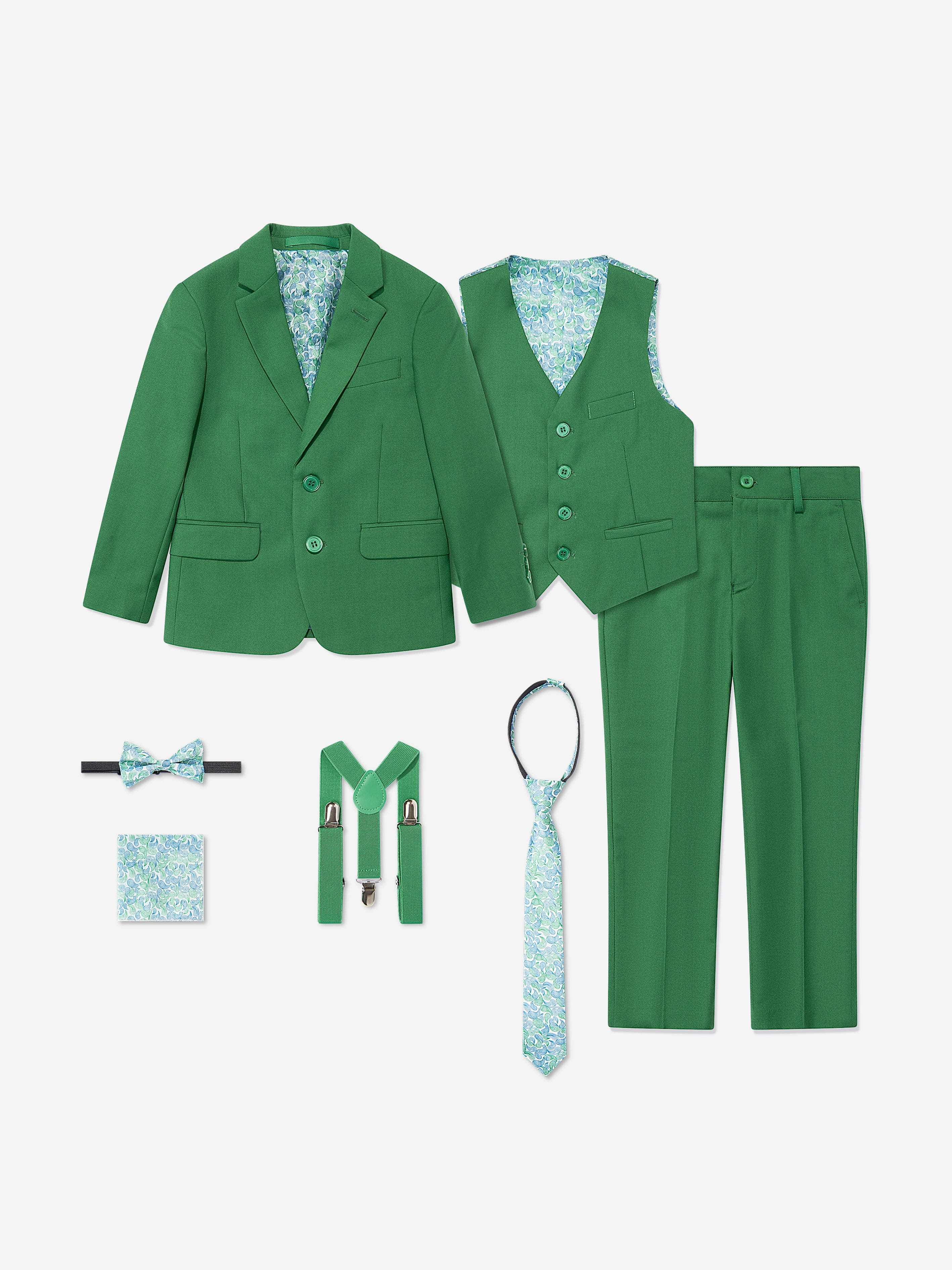 SUITLAB Boys 7 Piece Suit Set in Green