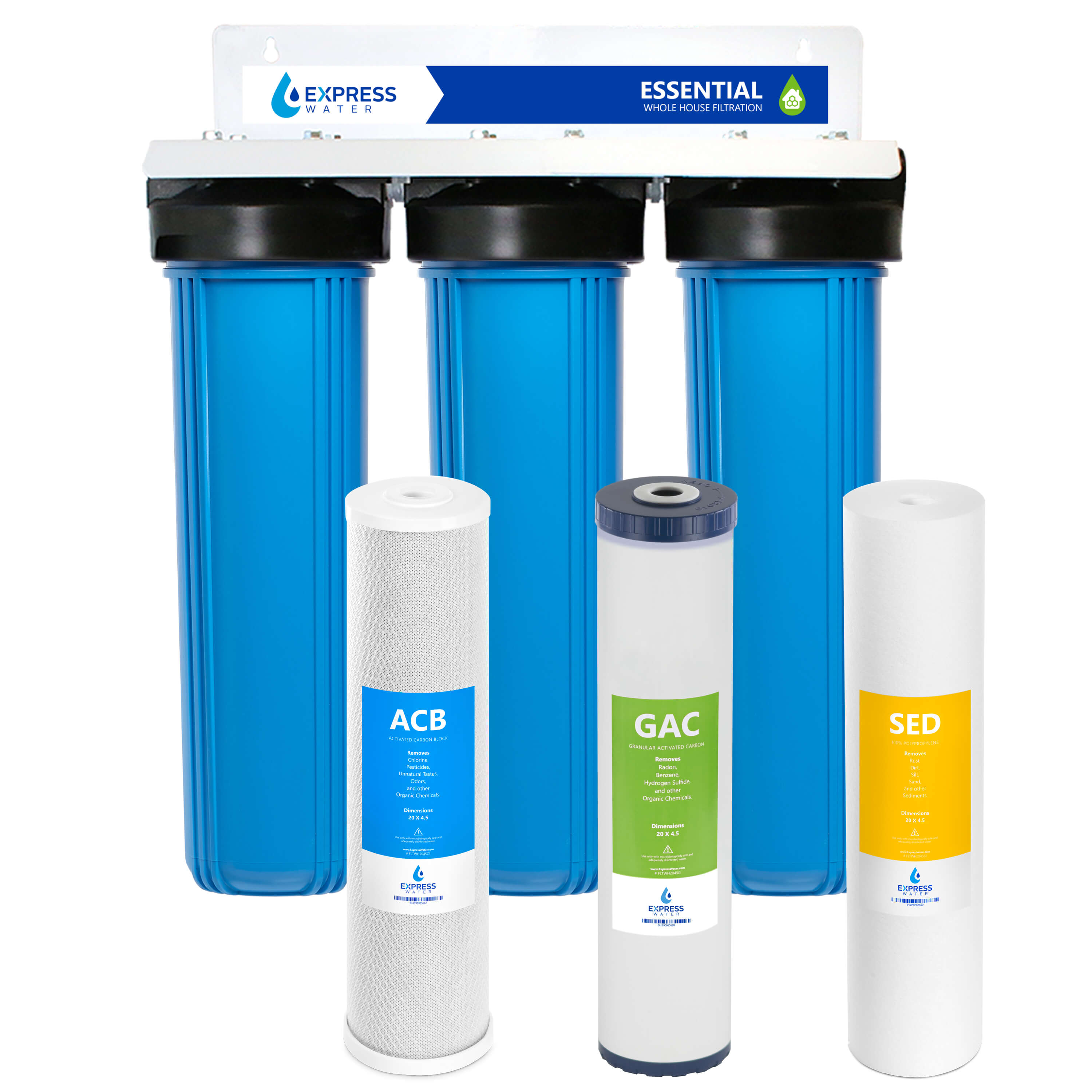 EXPRESS WATER 3 Stage Whole House Water Filter System   Essential   WH 300RS CGS