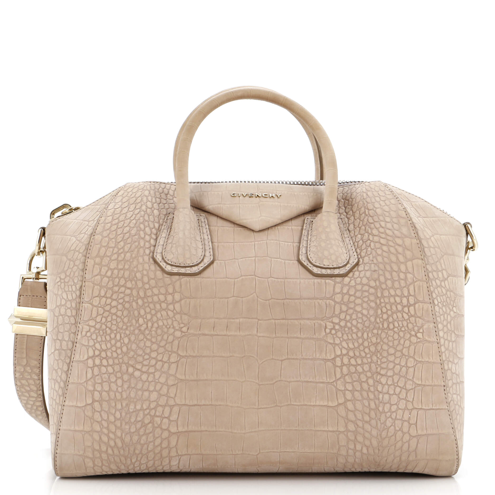 2860 Antigona Bag Crocodile Embossed Nubuck Medium