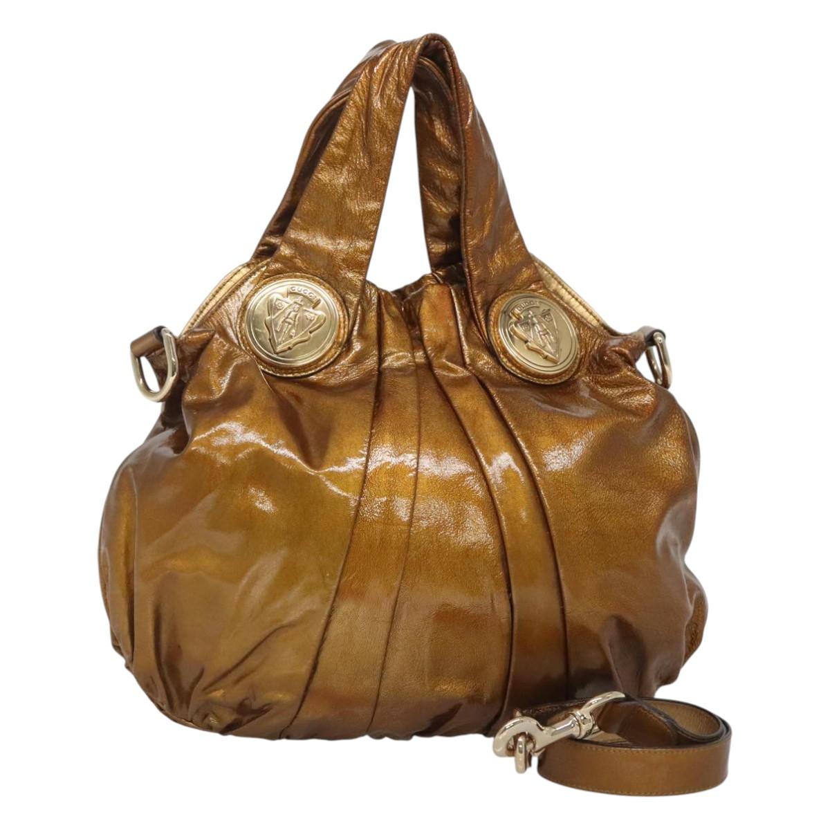 GUCCI Histeria Hand Bag Enamel 2way Gold 203486 Auth ep9037