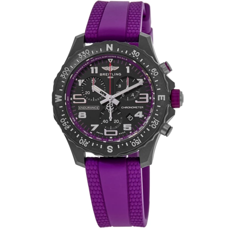 2818 Breitling Endurance Pro 38 Quartz Chronograph Black Dial Breitlight Purple Rubber Strap Unisex Watch X83310F61B1S1