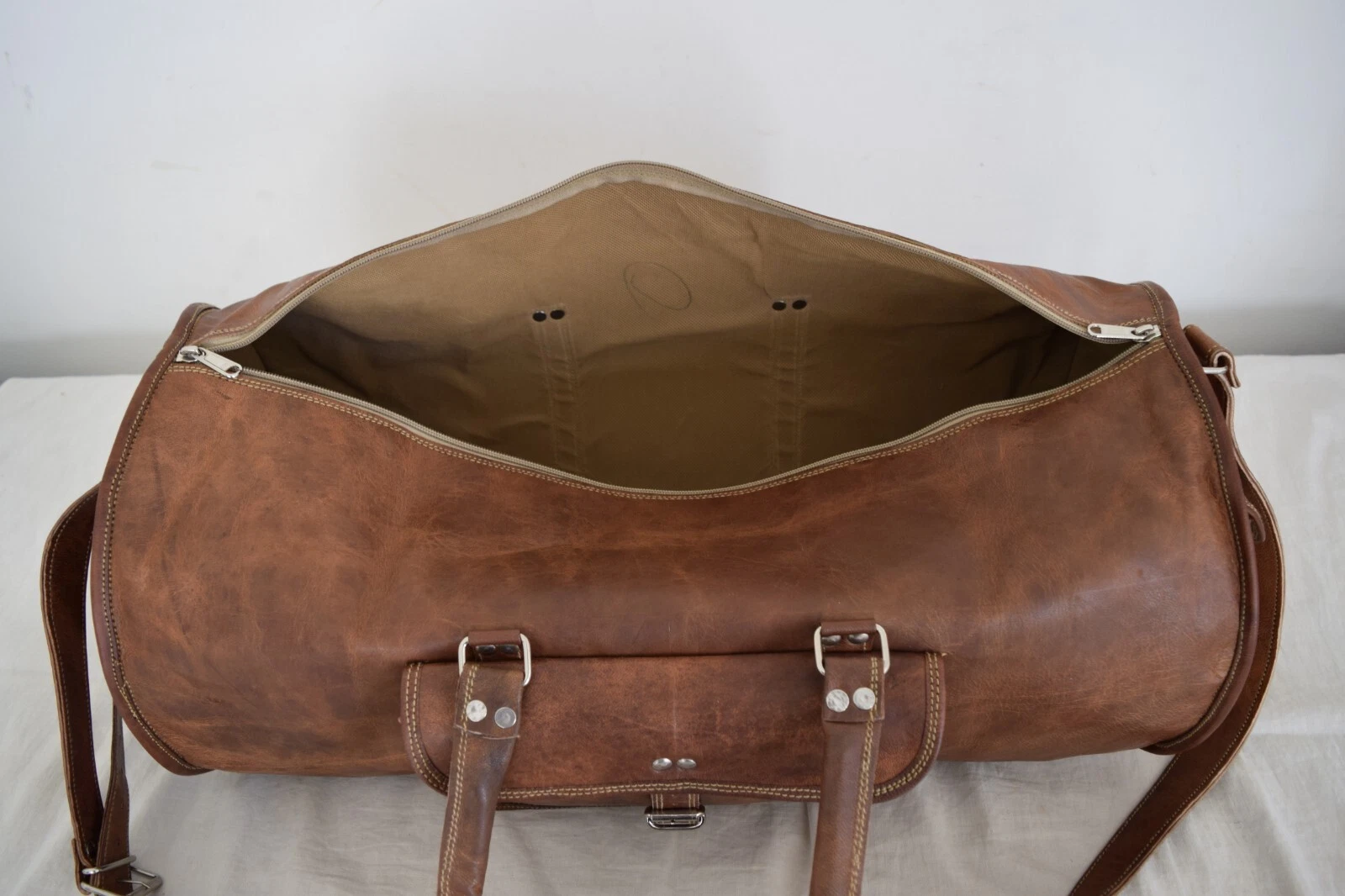 RIGORER 23" Vintage Leather Duffle Bag Travel Hold Luggage Handbags Sports Gym Duffel