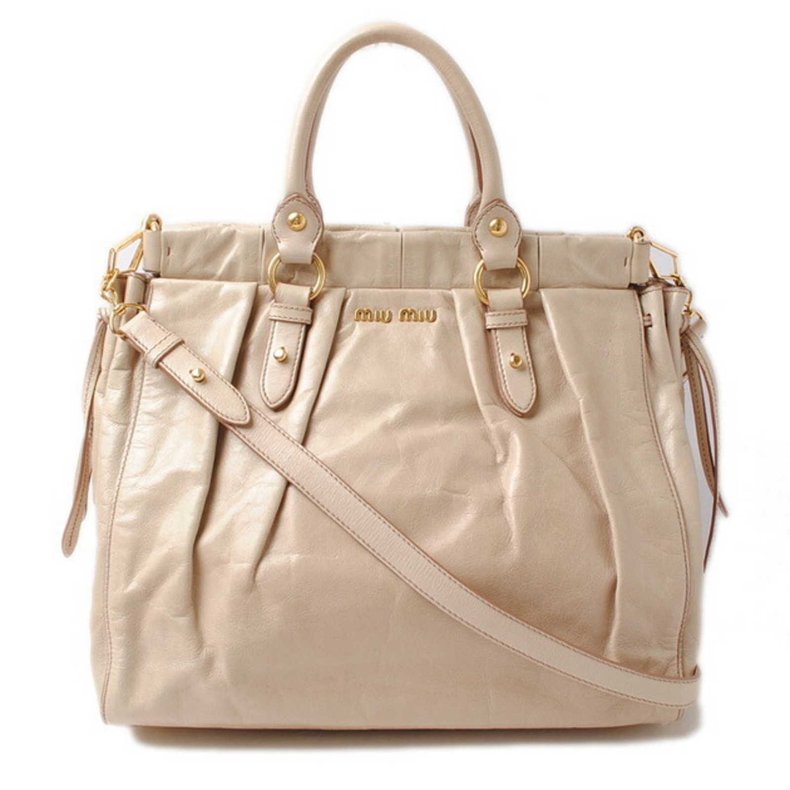 Borsa a tracolla Miu Miu Tote mumiu VITELLO LUX pelle beige 2 vie... GZl19ior