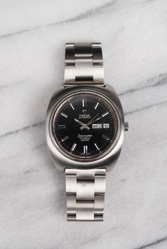 Vintage Omega Seamaster Cosmic 2000 1970s Automatic Black Dial Quickset Daydate