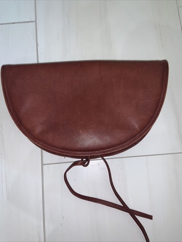 Borsa a mezzaluna vintage Bottega Veneta marrone medio in pelle impilata con pochette