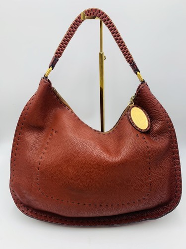 Borsa Hobo Autentica Vintage Fendi Rossa Selleria Amata Borsa Preferita Molto Buona