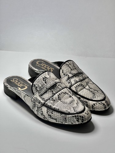 Scarpe basse in finta pelle di serpente Sam Edelman Circus Hal punta chiusa taglia 7 muli