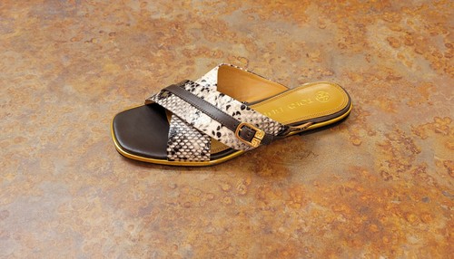 New! Tory Burch 'Delaney' Crisscross Slide Sandal Brown Womens 6.5 M MSRP $268