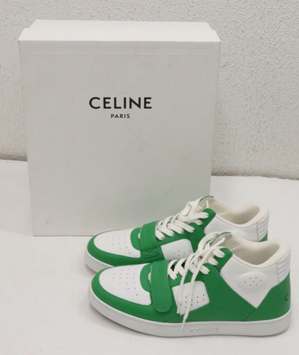 CELINE CT 02 Sneakers stringate in pelle bianco verde uomo taglia IT 43 US 11