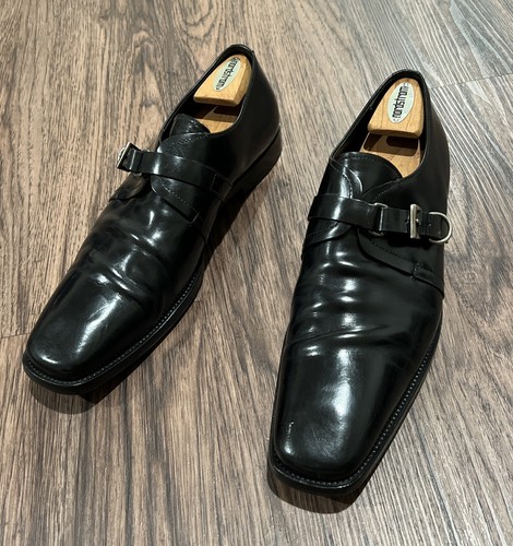 Mocassini scarpe eleganti Prada Mainline anni 2000 pelle monaci pelle nera taglia 8 5