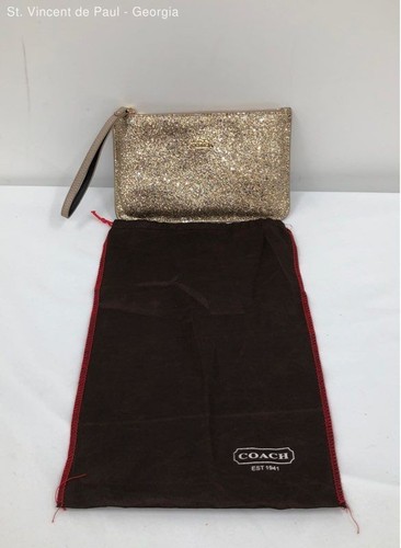 Coach The Glitter Collection Champagne Glitter Wristlet Clutch Brand New W O Tag