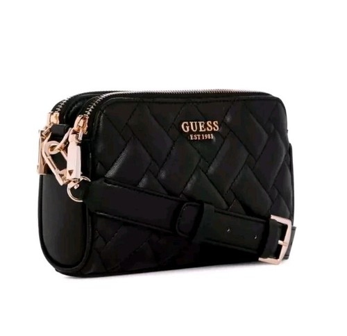GUESS Alanna Mini Women Bum Bag Crossbody Black Luxury 8.5x4.75x2" New