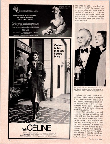 1977 • Pubblicità stampa abbigliamento CELINE • Rodeo Drive Beverly Hills vintage anni 70 ADV 57
