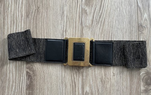 SAINT LAURENT (YSL) YSL Rive Gauche Cintura Oro con Grande Fibbia Rettangolare Made In Italy XL 34