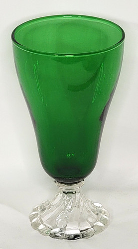 Vintage Anchor Hocking Emerald Green Burple Boopie Goblet 1950s Swirl Footed #6