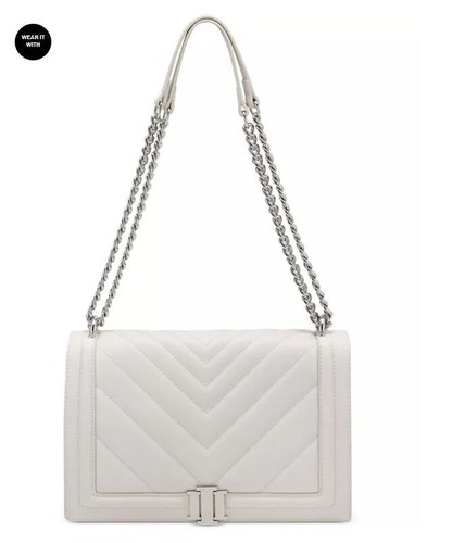 WANDLER Borsa a tracolla INC Ajae chevron in ecopelle con patta e tracolla  OSSO BIANCO