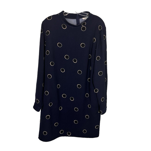 VETEMENTS Boden abito donna 12 reg blu navy manica lunga stampa pois tasche collo alto