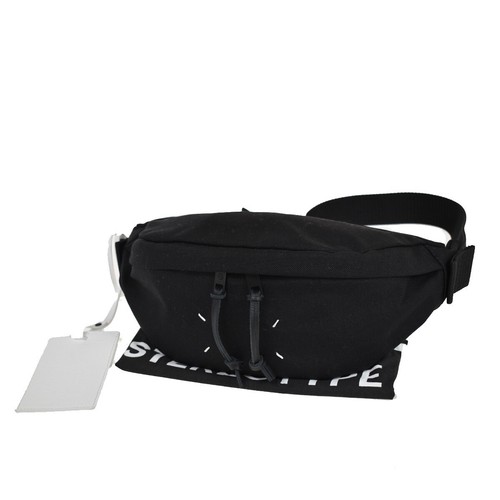 MAISON MARGIELA Maison Margiel Logo Bum Body Bag Canvas Leather Name Tag Black Italy 82RC531