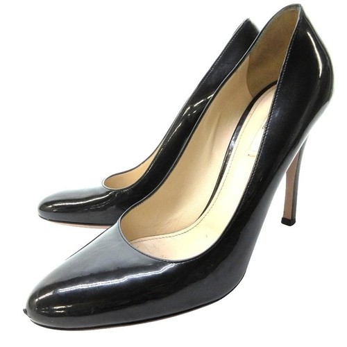 PRADA Pumps Heel Leather Black EU38.5/US8.5 66879c