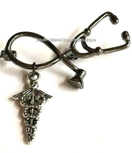 HERMÈS JEWELRY Spilla stetoscopio caduceo medico placcata argento regalo laurea RN MD LPN