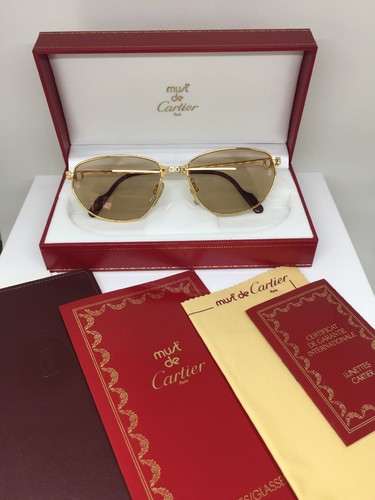 CARTIER GLASSES New Vintage CARTIER PANTHERE WINDSOR G SUNGLASSES 1980s w  Cartier Brown Lens