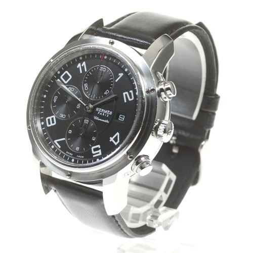 HERMÈS Orologio Uomo Hermes CP1.910 Clipper Chrono Data Carica Automatica Nero Misura 44mm