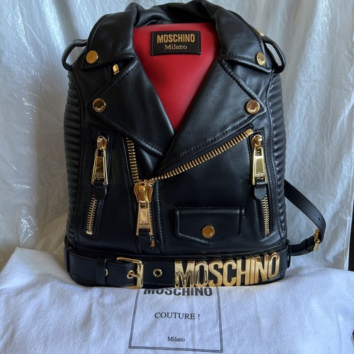 Autentico Zaino Giacca Biker In Pelle Moschino Milano * Edizione Limitata *