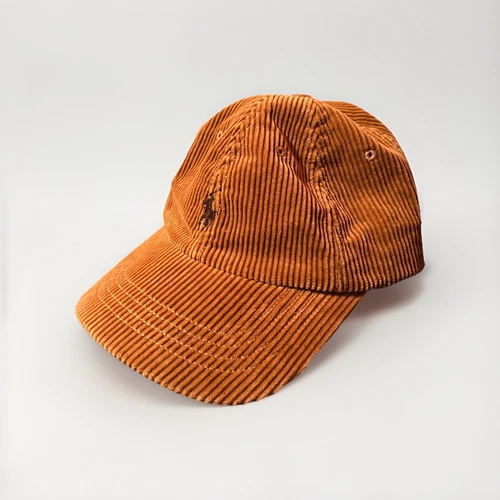 Vintage Polo Ralph Lauren Corduroy Baseball Cap Hat Leather Strapback Brown