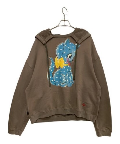 Vivienne Westwood Cat Print Fleece Hoodie Used Black Cozy Streetwear