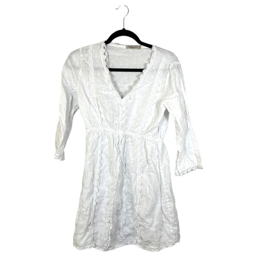VALENTINO Abito copricostume donna Valentina Naldi bianco lino manica lunga taglia S