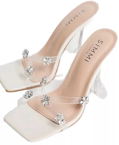 Mules con tacco Simmi London dettaglio floreale in pietra brevettato taglia UK 5 nuovi con scatola
