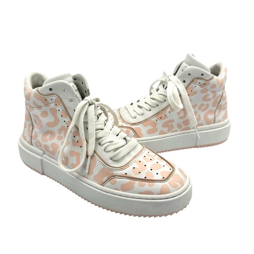Sneaker alta moda Stuart Weitzman 6 5 Ryan rosa acqua di rose in pelle di ghepardo