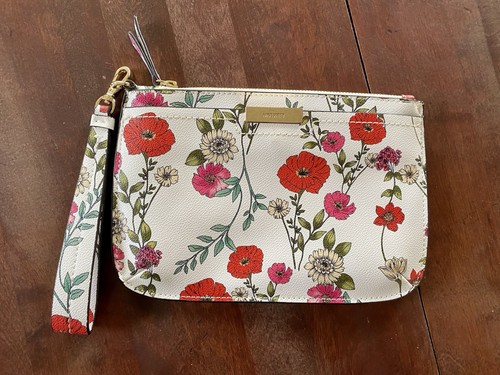Borsa pochette da polso Nine West Kennedy fiori di papavero floreale   9 5 x 6 5 pollici