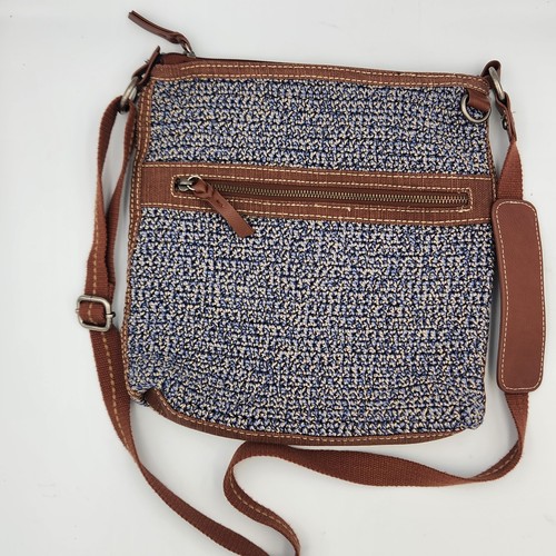 The Sak Lucia Crochet Crossbody Bag Blue Brown – Read Strap Wear – Casual Purse