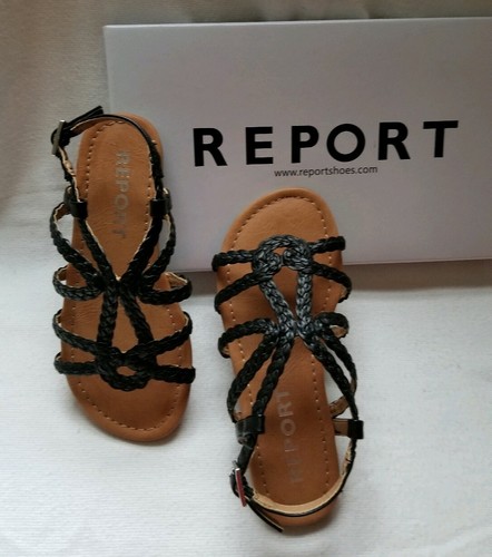 TKEES Scarpa sandalo Report Constance bambina pelle nera punta aperta cinturino tacco basso 1 $40