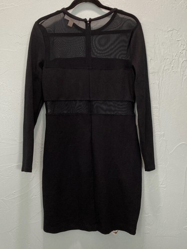 Abito da donna Michael Kors maniche lunghe collo a equipaggio nero con maglia taglia large