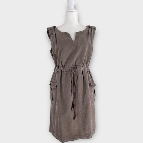 VETEMENTS Abito tubino Coquille marrone Anthropologie tasche cargo utility vita stretta M