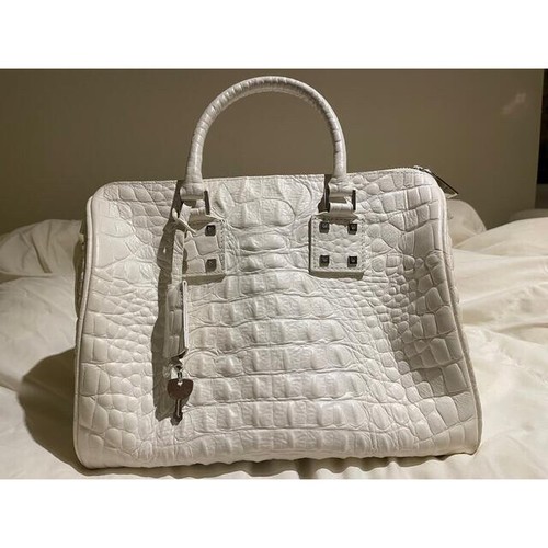 Borsa a mano Samantha Thavasa Victoria Beckham coccodrillo in rilievo bianca ...