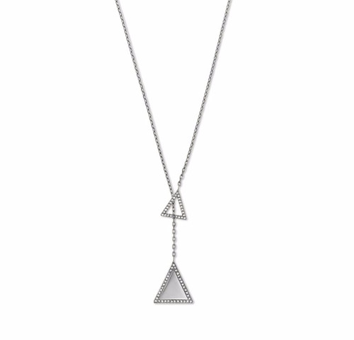 NUOVA COLLANA CATENA CIONDOLO TRIANGOLO MICHAEL KORS TONO ARGENTO  PAVÈ 2 MKJ4417