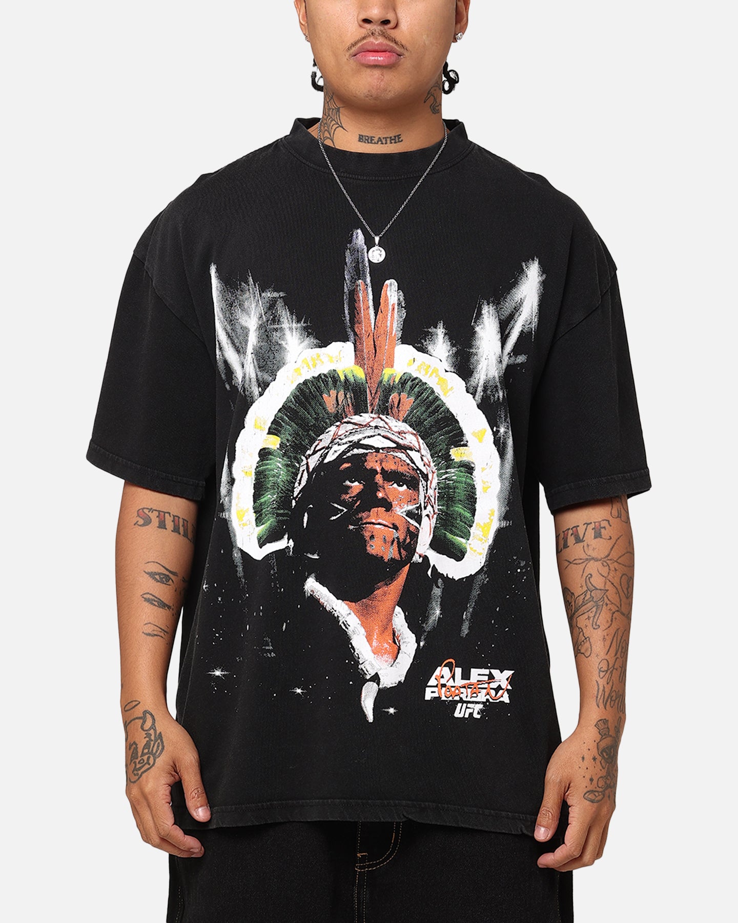 UFC By Culture Kings Alex Pereira Big Face Vintage T Shirt Black Acidwash