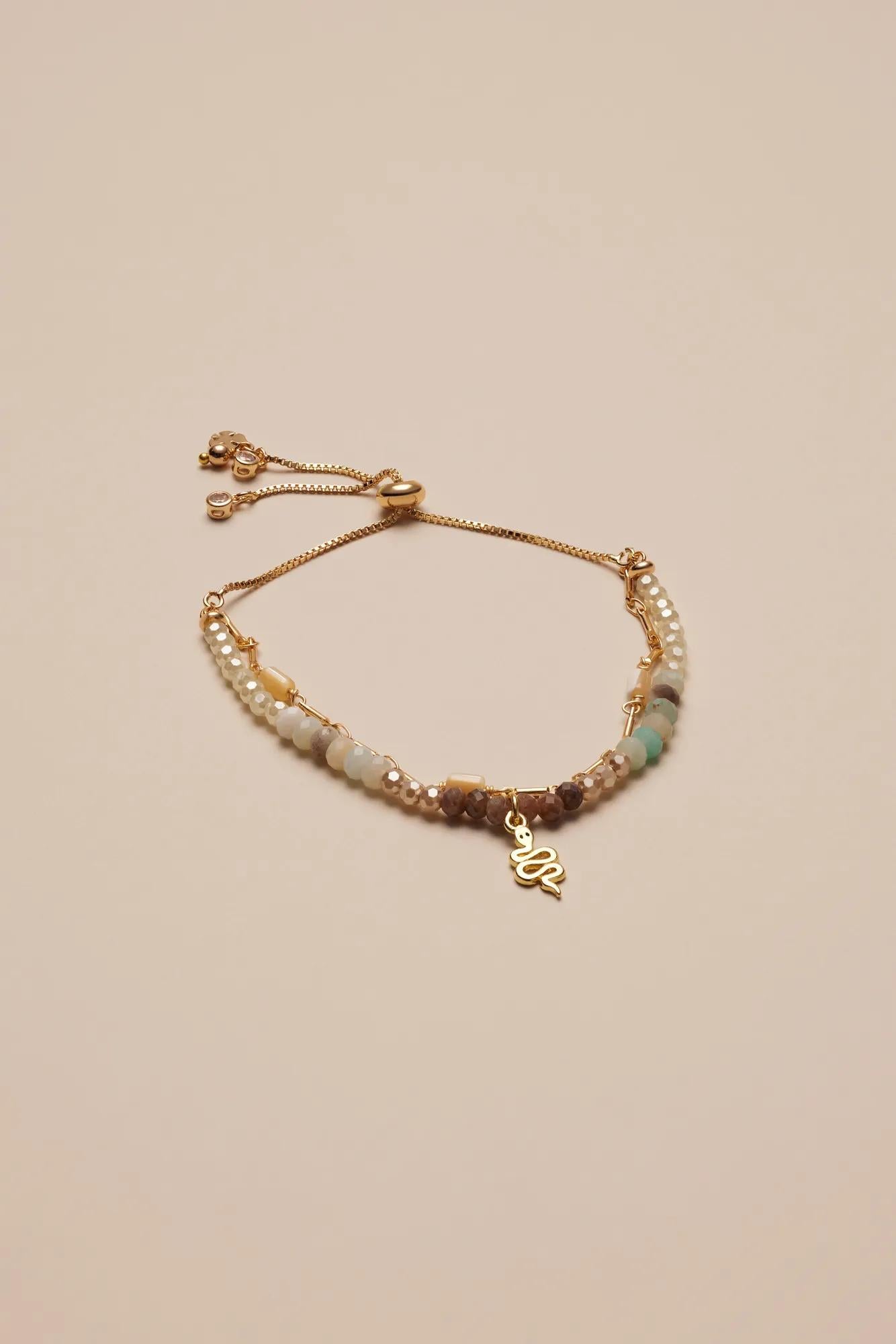 2371 Lucky Brand Neutral Stone And Beaded Bracelet W  Pendants