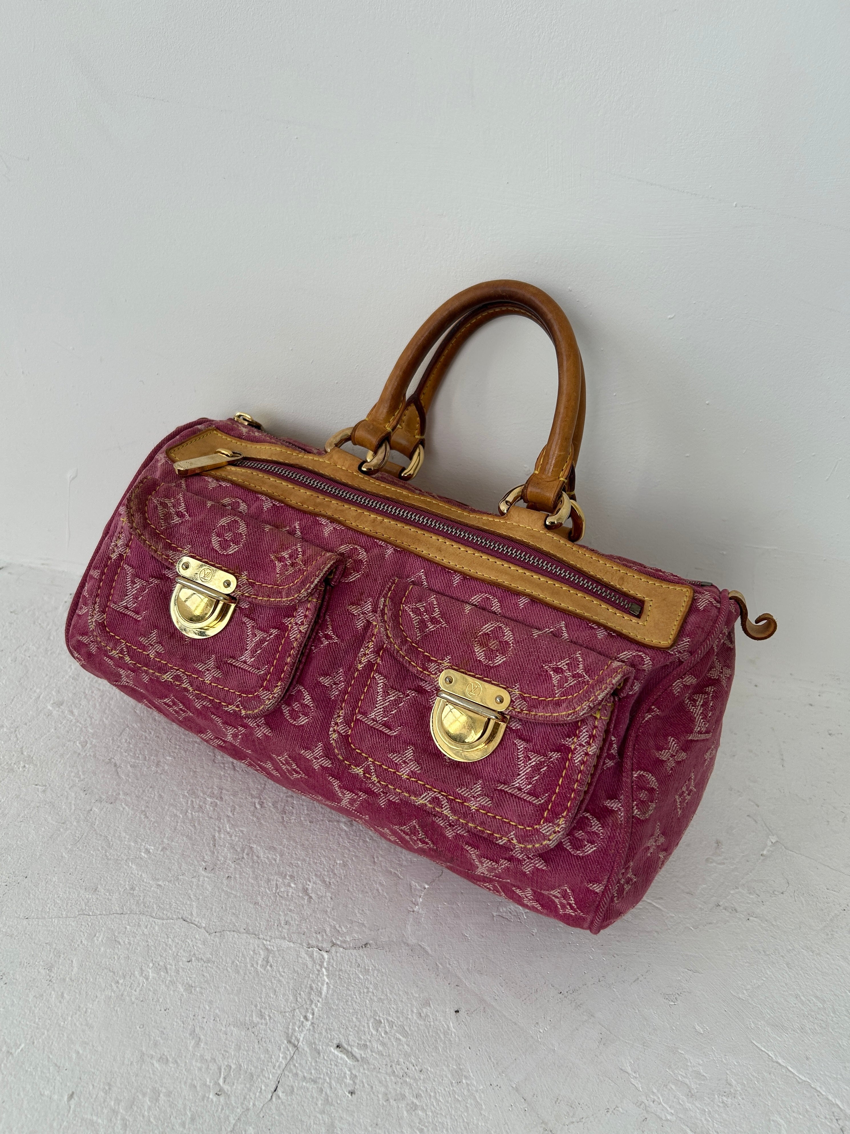 VINTIMIÉ Vintage Louis Vuitton Denim Pink Neo Speedy Handbag (2006)