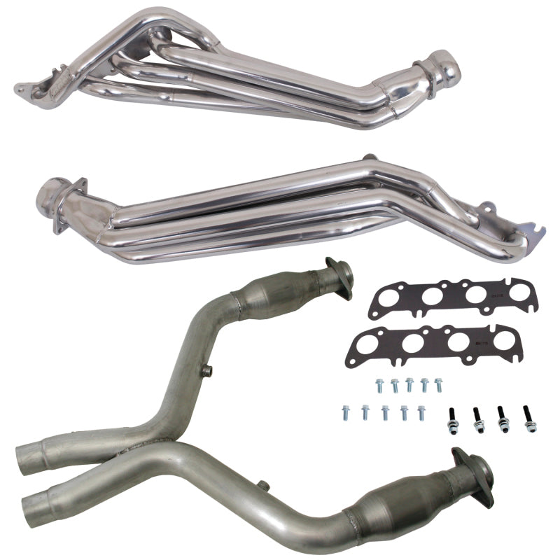BBK 11 14 Ford Mustang GT 1 3/4 Long Tube Headers w/High Flow Catted Mid Pipe (Silver Ceramic)