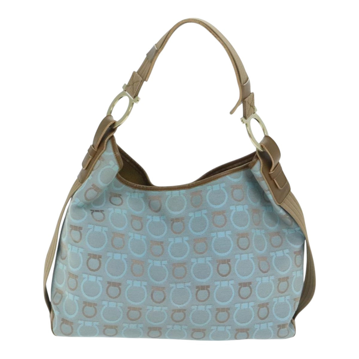 2275 Salvatore Ferragamo Gancini Line Canvas Shoulder Bag (Pre Owned)