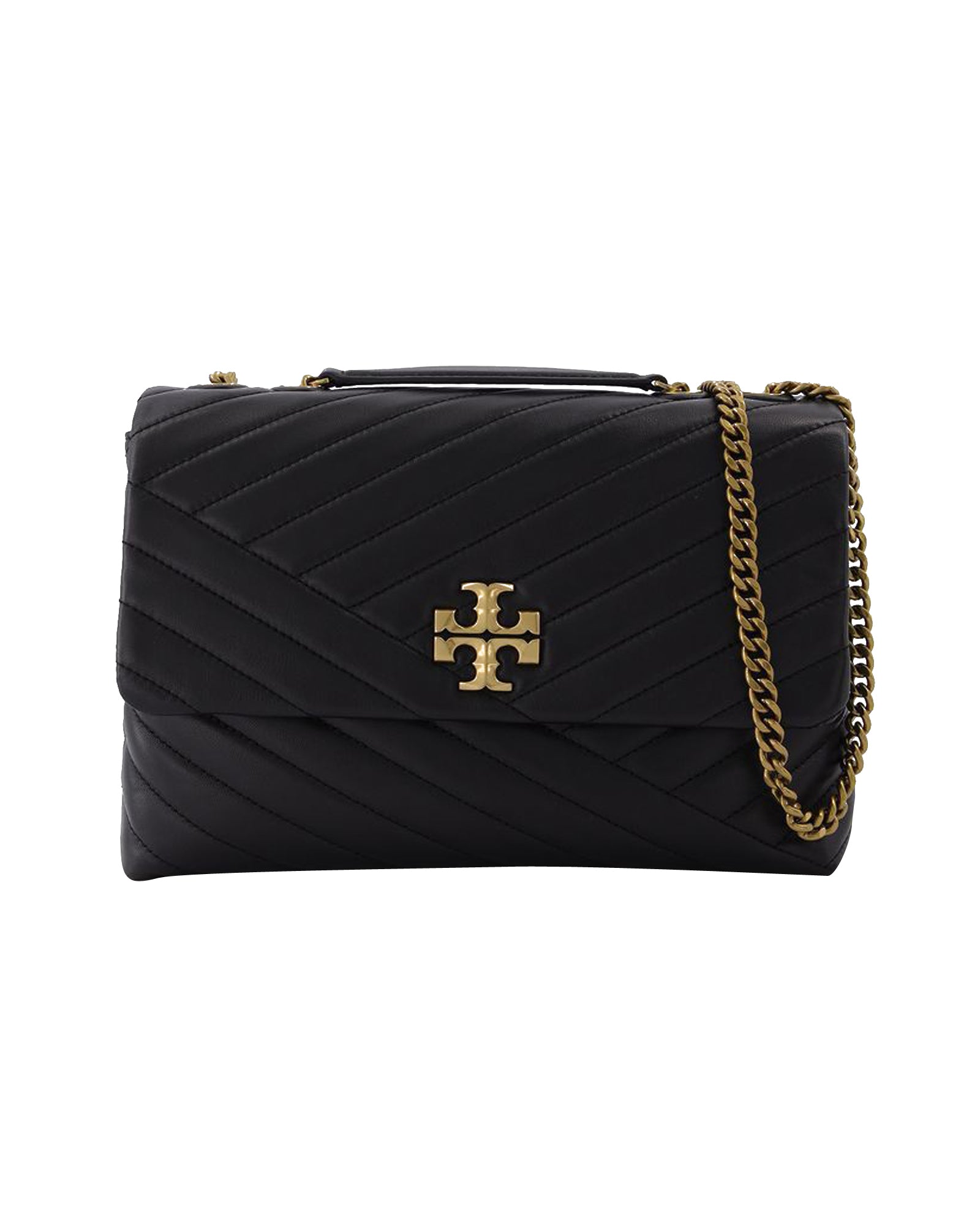 2604 Kira Chevron Convertible Shoulder Bag in black leather