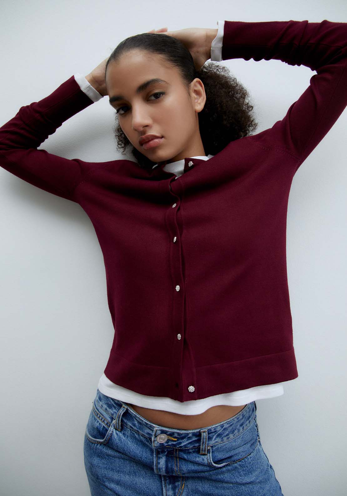 SFERA Jewel buttons cardigan   Burgundy