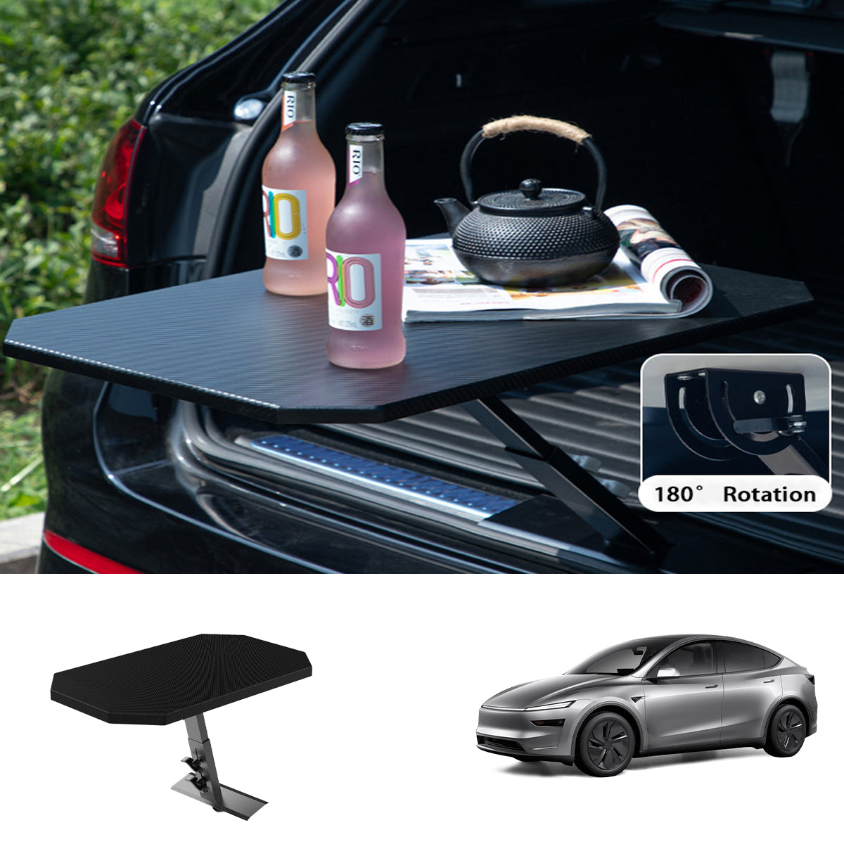TESLAUNCH Portable & Foldable Quick Install Trunk Table For All Cars
