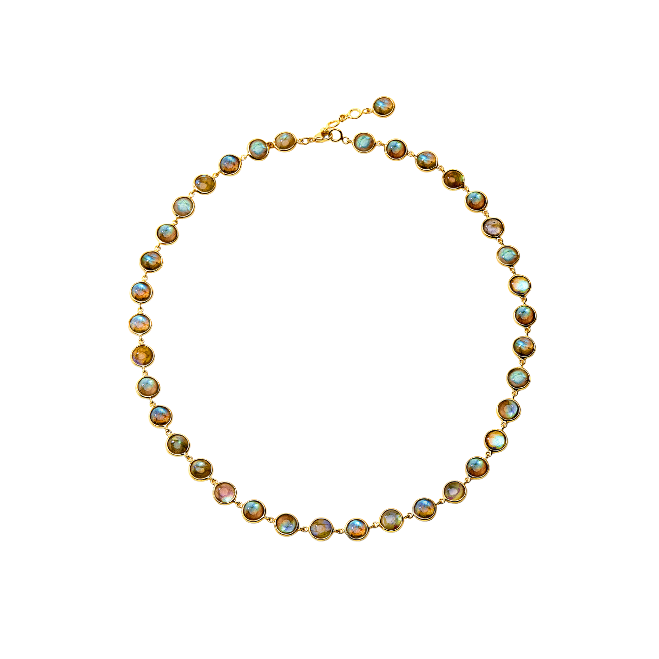 SYNA 18K Yellow Gold & Labradorite Chakra Disc Necklace
