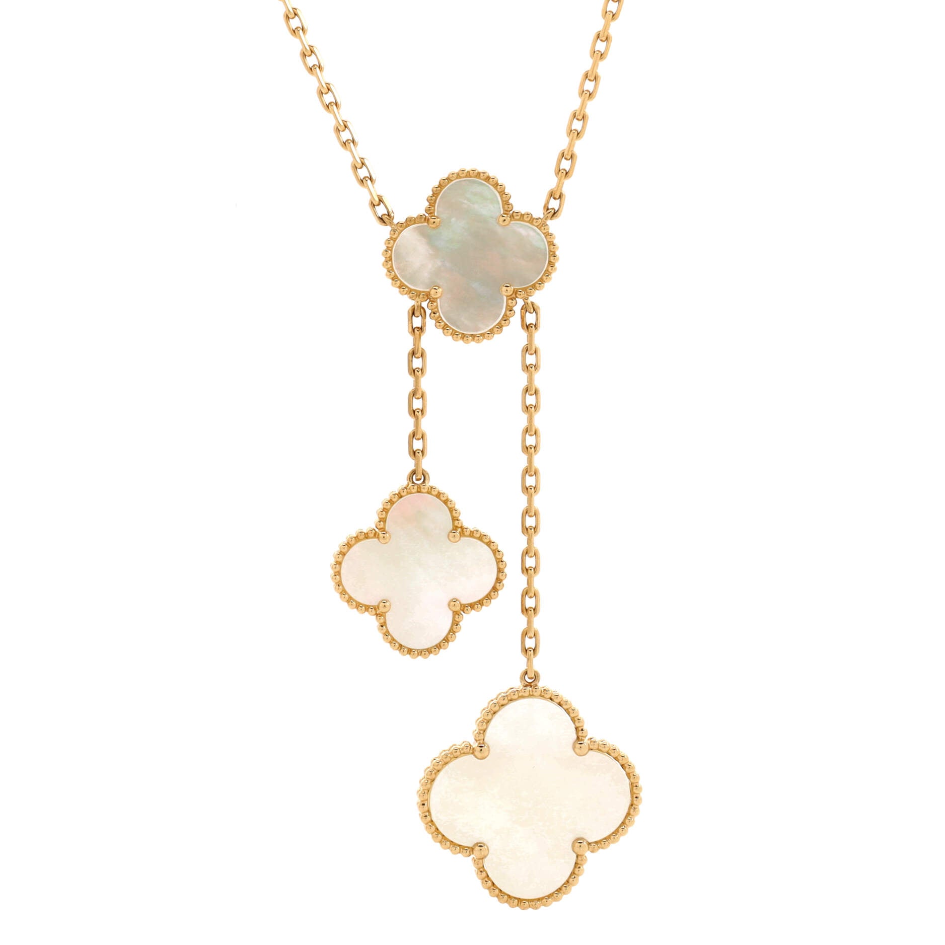 2860 Magic Alhambra 6 Motifs Necklace 18K Yellow Gold and Mother of Pearl